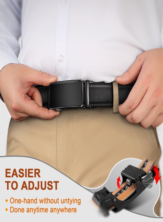 KEMISANT Men Belt Ratchet Click Belt Genuine Leather Adjustable For Men Golf Dress Casual Jeans 1 3/8-Cut For Fit(Black,48"-56" Waist Adjustable) - Image 5
